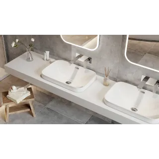 Actima Hasko umywalka nablatowa/wpuszczana 57x39 cm prostokątna, biały połysk CEAC.3718.570.WH