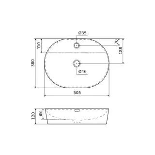 Actima Ronity 50S umywalka nablatowa 50x38 cm owalna z otworem na baterię, biały połysk CEAC.2901.500.WH