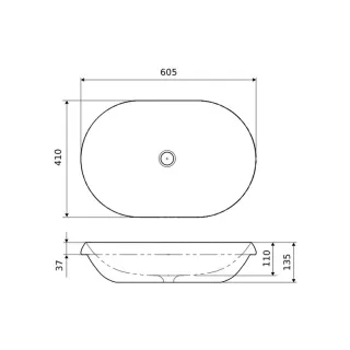 Actima Lupio umywalka nablatowa/wpuszczana 60x40 cm owalna, biały połysk CEAC.3818.600.WH