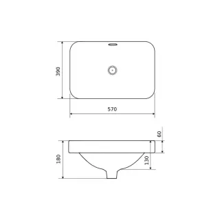 Actima Hasko umywalka nablatowa/wpuszczana 57x39 cm prostokątna, biały połysk CEAC.3718.570.WH