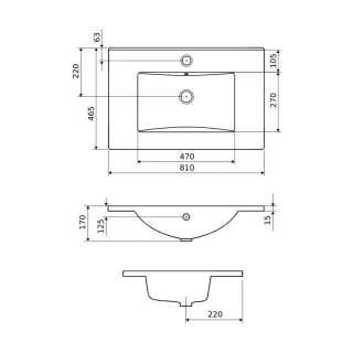 Excellent As umywalka meblowa 81x46,5 cm prostokątna z otworem na baterię, biały połysk CEEX.3617.800.WH