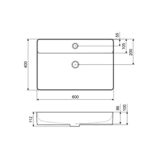 Excellent Rima 2.0 umywalka nablatowa 60x40 cm prostokątna z otworem na baterię, biały połysk CEEX.4901.600.WH