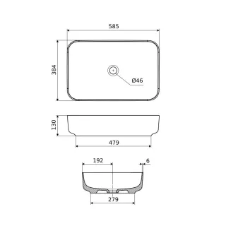 Excellent Cori 2.0 umywalka nablatowa 58x38 cm prostokątna, biały połysk CEEX.6901.580.WH