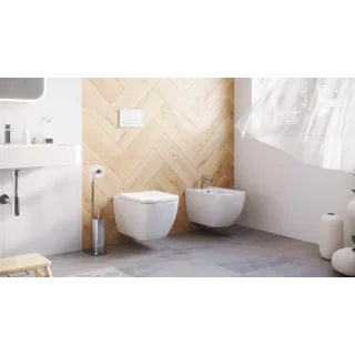 Excellent Ness miska WC 50 cm wisząca bezrantowa z deską wolnoopadającą, biały połysk CENL.3509.500.WH