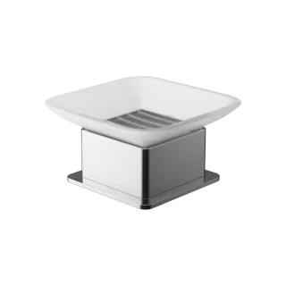 Excellent Riko mydelniczka stojąca szklana, chrom...