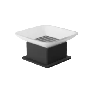 Excellent Riko mydelniczka stojąca szklana, czarny mat...