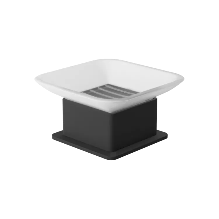 Excellent Riko mydelniczka stojąca szklana, czarny mat DOEX.1613BL