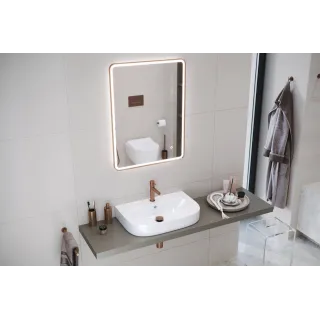 Excellent Corido lustro łazienkowe 80x60 cm prostokątne, oświetlenie LED mata grzewcza, miedziany szczotkowany DOEX.CO080.060.CB