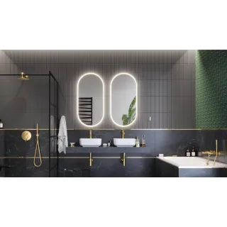 Excellent Corido lustro łazienkowe 100x50 cm owalne, oświetlenie LED mata grzewcza, złoty połysk DOEX.CO100.050.GL