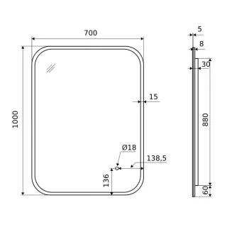 Excellent Lumiro lustro łazienkowe 100x70 cm prostokątne, oświetlenie LED mata grzewcza, rama akrylowa DOEX.LU100.070.AC