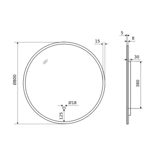 Excellent Lumiro lustro łazienkowe 80 cm okrągłe oświetlenie LED mata grzewcza, rama akrylowa DOEX.LU080.AC