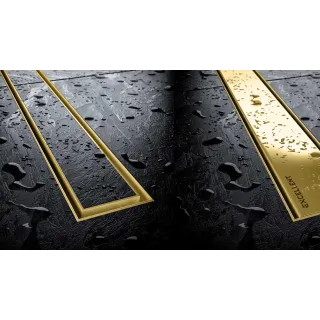 Excellent Stilio odpływ liniowy 90 cm z kołnierzem ruszt do wypełnienia płytką, złoty połysk INEX.1515.900.P.GL