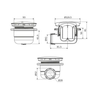 Excellent Vert syfon do brodzika biały 90 mm z pokrywą, chrom INEX.2116.90.WHCR