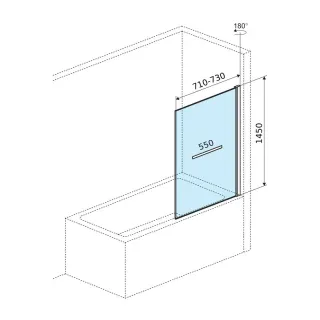 Actima Seria 900 parawan nawannowy 75x145 cm 1-częściowy z uchwytem lewy / prawy, chrom KAAC.1609.730.LP