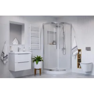 Actima Seria 201 kabina półokrągła 90x90 cm drzwi przesuwne, powłoka Clean Control, chrom KAAC.1801.900/N