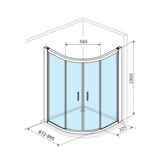 Actima Seria 201 kabina półokrągła 90x90 cm drzwi przesuwne, powłoka Clean Control, chrom KAAC.1801.900/N