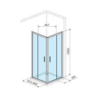 Actima Seria 201 kabina kwadratowa 90x90 cm drzwi przesuwne, powłoka Clean Control, chrom KAAC.1802.900/N