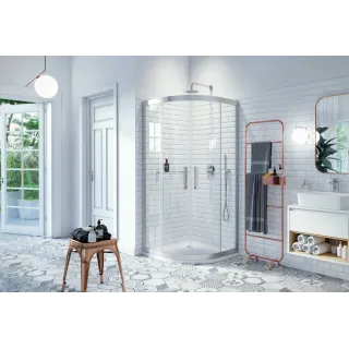 Actima Seria 600 kabina półokrągła 90x90 cm drzwi przesuwne, Clean Control, chrom KAAC.1901.900.LP