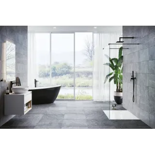 Excellent Vidoq wspornik kabiny walk-in 120 cm do docięcia, czarny mat KAEX.1599.1200.BL