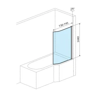 Excellent Be Spot parawan nawannowy gięty 75x140cm 1-częściowy prawy, chrom KAEX.2309.750.PR