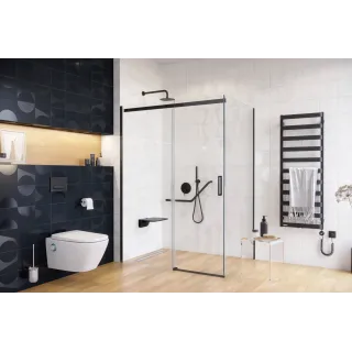 Excellent Rols ścianka prysznicowa boczna 90 cm powłoka Clean Control, czarny mat KAEX.2606.900.LP.BL