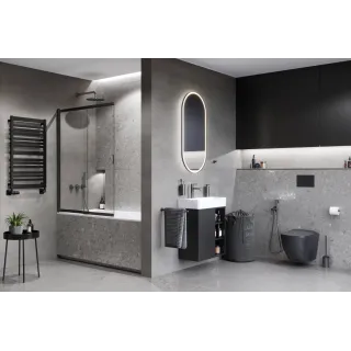 Excellent Liner parawan nawannowy 110x140 cm rozsuwany 2-częściowy lewy / prawy, czarny mat KAEX.2930.1100.LP