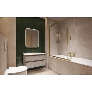 Excellent Liner parawan nawannowy 110x140 cm rozsuwany 2-częściowy lewy / prawy, złoty szczotkowany KAEX.2950.1100.LP