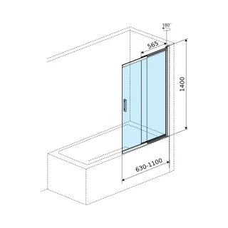 Excellent Liner parawan nawannowy 110x140 cm rozsuwany 2-częściowy lewy / prawy, złoty szczotkowany KAEX.2950.1100.LP