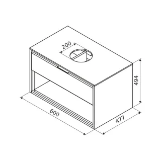 Excellent Tuto szafka wisząca 60 cm podumywalkowa z blatem, biały połysk/dąb MLEX.0102.600.WHBL