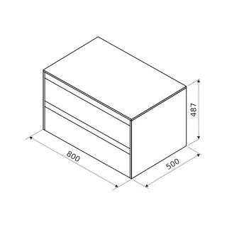 Excellent Finli szafka wisząca 80cm, podumywalkowa z blatem 2 szuflady, biały połysk MLEX.1102.800.WHWH