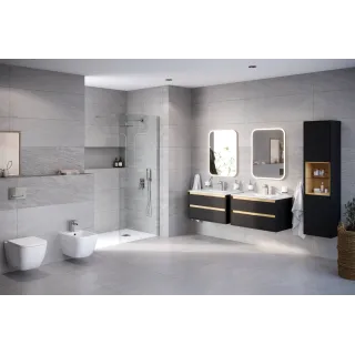 Excellent Tuto szafka boczna 160 cm wysoka, czarny mat/dąb MLEX.0201.400.BKBL