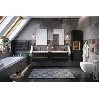 Excellent Tuto szafka boczna 160 cm wysoka, czarny mat/dąb MLEX.0201.400.BKBL