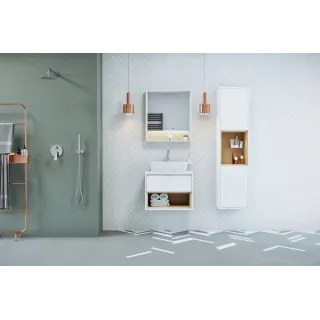 Excellent Tuto szafka boczna 160 cm wysoka, biały połysk/dąb MLEX.0201.400.WHBL