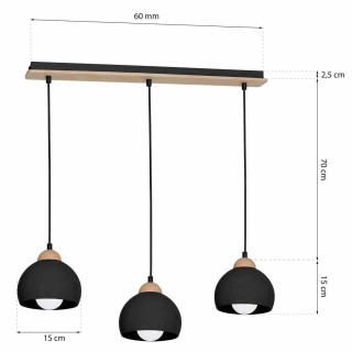 Lampa wisząca DAMA BLACK 3xE27 MLP6550