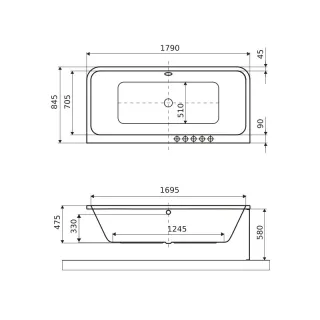 Excellent Arana wanna prostokątna 180x85 cm przyścienna, biały połysk WAEX.ARA18WH