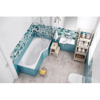 Excellent Be Spot wanna narożna 160x80 cm lewa, biały połysk WAEX.BSL16WH