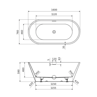 Excellent Holi 2.0 wanna owalna 160x76 cm wolnostojąca, biały połysk WAEX.HOL2.16WH