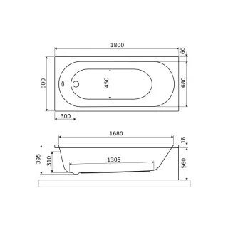 Excellent Oceana Slim Mono wanna prostokątna 180X80 cm biały połysk WAEX.OCM.180.80WHS
