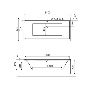 Excellent Pryzmat wanna prostokątna 180x80 cm biały połysk WAEX.PRY18WH