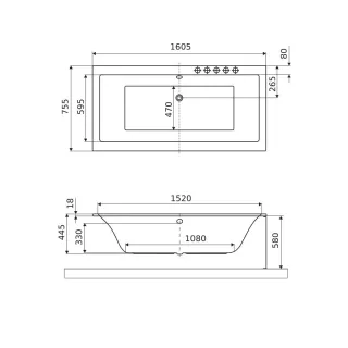 Excellent Pryzmat Slim wanna prostokątna 160x75 cm biały połysk WAEX.PRY16WHS