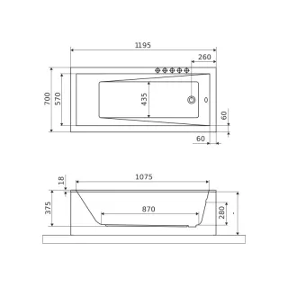 Excellent Wave Slim wanna prostokątna 120X70 cm biały połysk WAEX.WAV12WHS