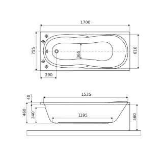 Excellent Sekwana wanna prostokątna 170x75 cm biały połysk WAEX.SEK17WH