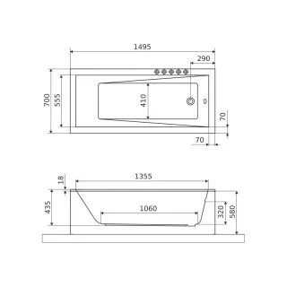Excellent Wave Slim wanna prostokątna 150x70 cm biały połysk WAEX.WAV15WHS