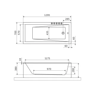 Excellent Wave Slim wanna prostokątna 130X70 cm biały połysk WAEX.WAV13WHS