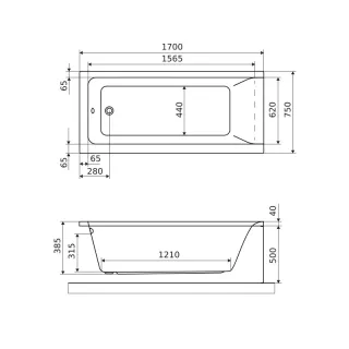 Excellent Savia wanna prostokątna 170x75 cm, biały połysk WANL.SAV170.75WH