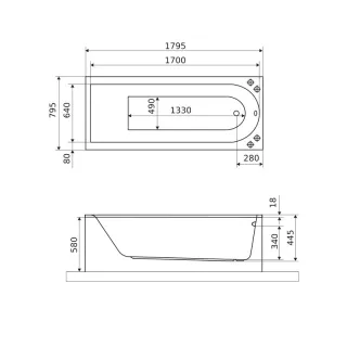 Excellent Aurum Slim Wanna Prostokątna 180x80, biały połysk WAEX.AUR18WHS