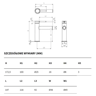 Excellent Seria Pi bateria umywalkowa niska Złota AREX.1201GL