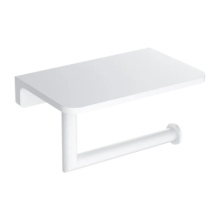 Omnires MODERN PROJECT uchwyt na papier toaletowy z półką, biały mat MP60511WM