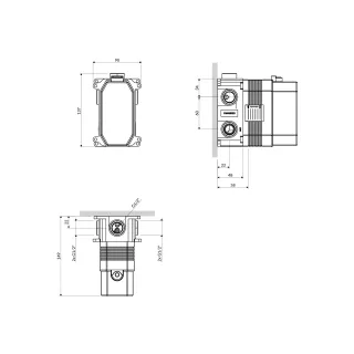 Omnires Y element podtynkowy baterii prysznicowo-wannowej 3-wyjściowej BOX48X