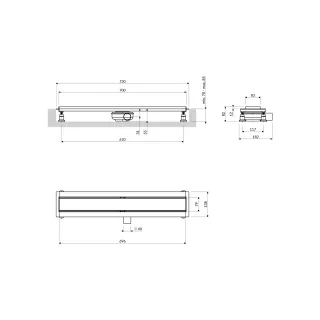 Omnires LOWFIX prysznicowy odpływ liniowy z maskownicą pełną, 70 cm, czarny półmat LOWFIX70GBL
